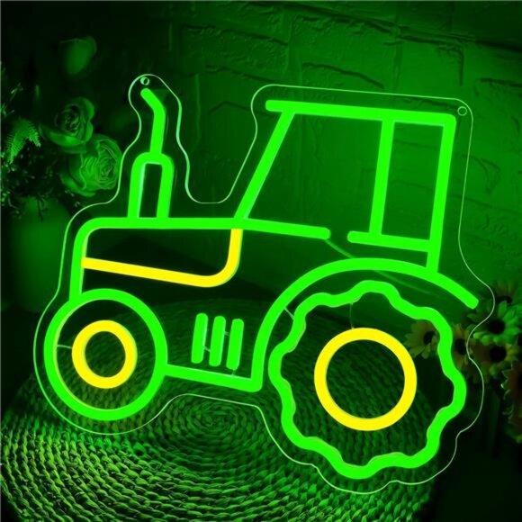 John Deere Tractor LED Neon Sign Wall Decor Light Man Cave Farm Farmer Garage NW - Picture 2 of 7